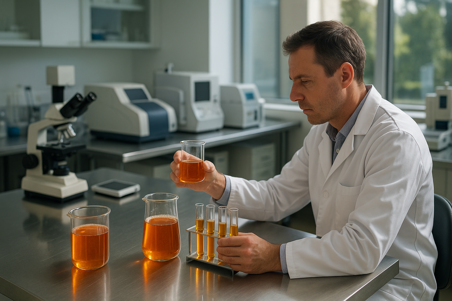 A scientist checks the quality and purity of Australian made manuka honey