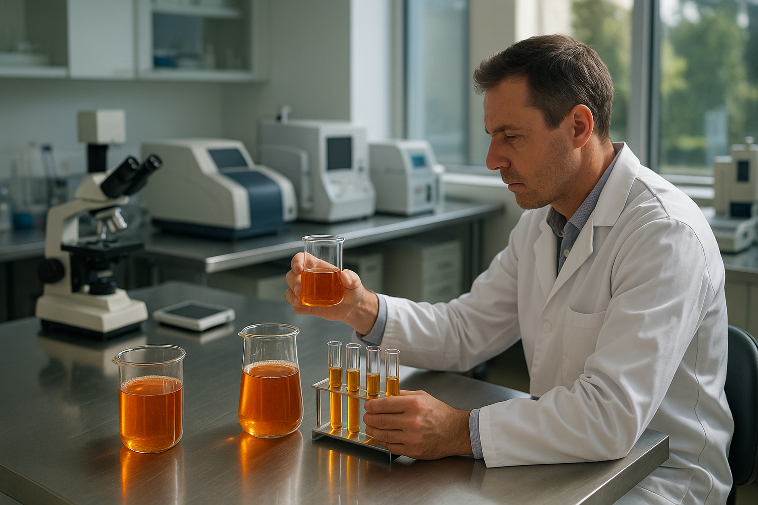 A scientist checks the quality and purity of Australian made manuka honey